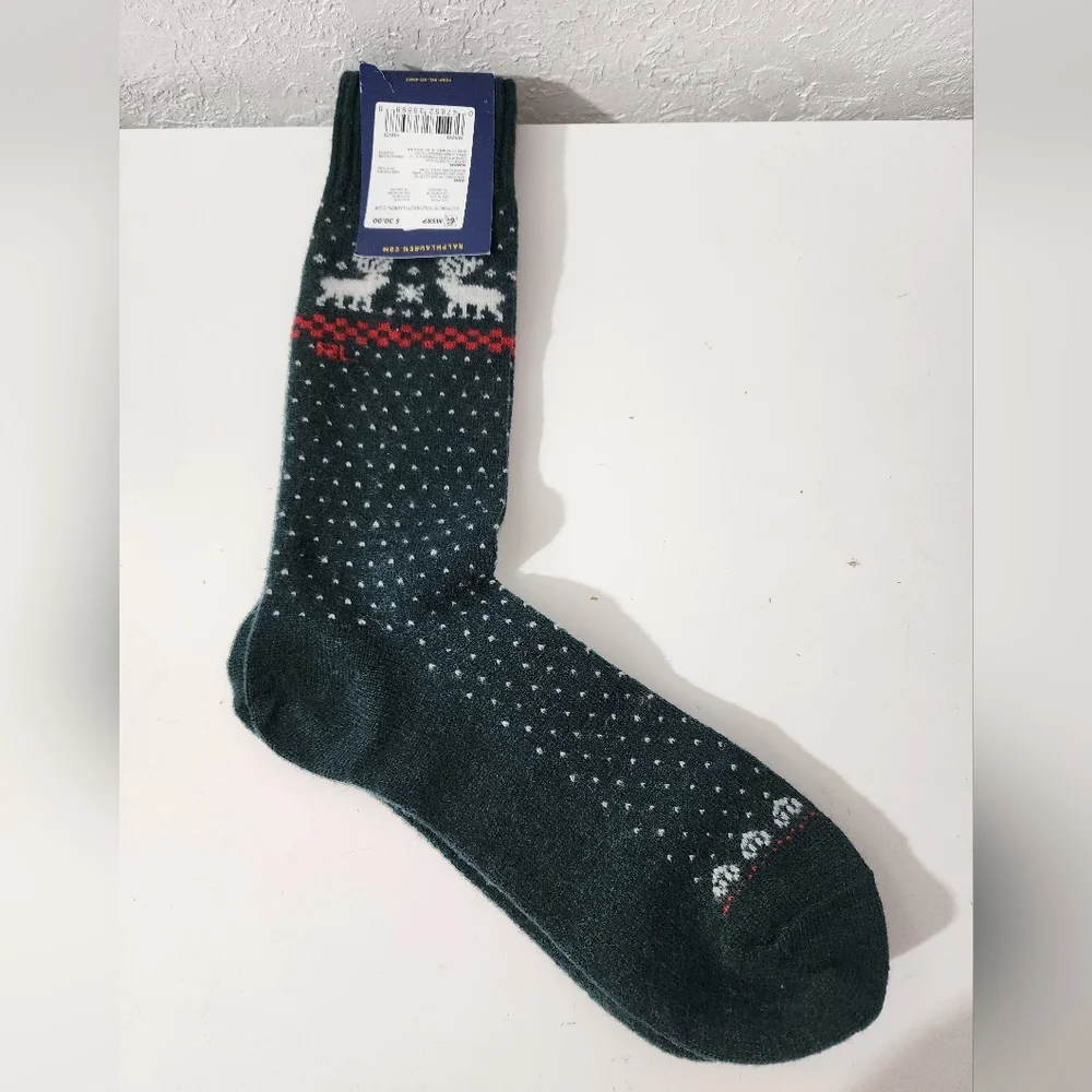 Polo Ralph Lauren Men's Wool Blend Casual Crew Socks Green Moose Sz 6-12.5